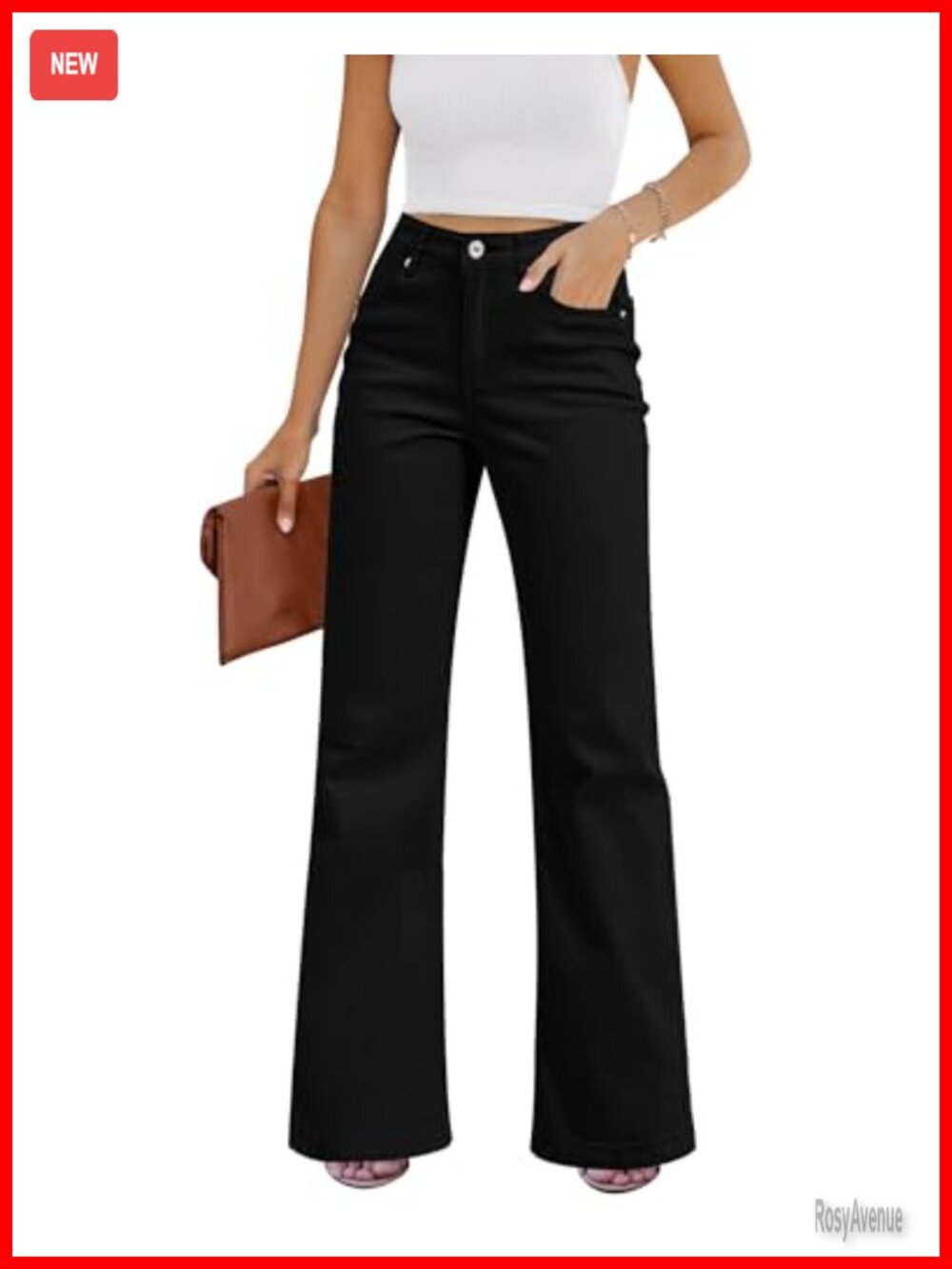 High Rise Wide Leg Flare Jeans Baggy Stretchy Denim Pants